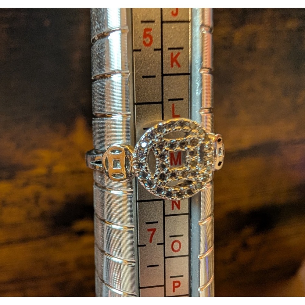 Size 6 Sterling Silver 925 Ring - Free Size - Square‎ in Circle Medallions